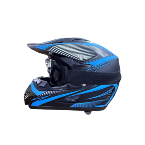 CASCO CROSS KRM H306 CON GAFA TRANSPARENTE NEGRO/AZUL