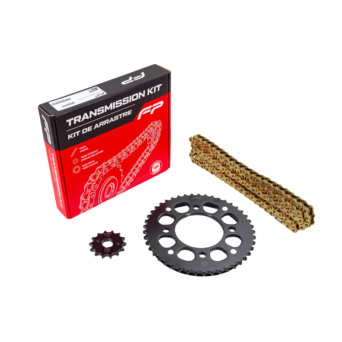 KIT ARRASTRE NEG CON CADENA DORADA 14-45T 428H-132 4H CB190R